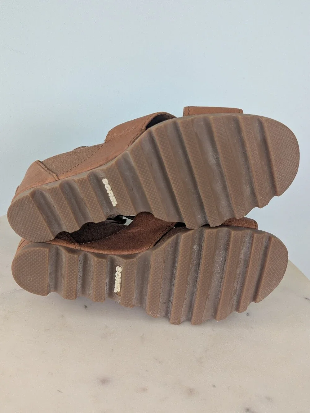 Sorel Women's Joanie Brown Leather Wedge Sandals